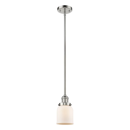 Small Bell Vintage Dimmable Led 5 Polished Nickel Mini Pendant, Matte White Cased Glass